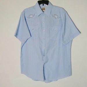 Ely Cattleman Herren Western Pearl Druckknopf Freizeithemd Größe 16,5 blau - Bild 1 von 11