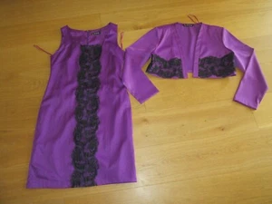 ladies Kaleidoscope 2 piece outfit purple black lace dress & jacket size 16 18 - Picture 1 of 11