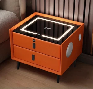 Smart Nightstand with Charging Station,Bedroom Side Tables with Fingerprint Lock - Picture 1 of 15