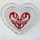Vtg Hofbauer Byrdes Crystal Bowl Cranberry Red LARGE 8 3/4" Heart Shaped Dish