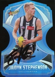 Signed 2020 Collingwood Magpies AFL Select Blue Die-Cut Card - Jaidyn Stephenson - Bild 1 von 3