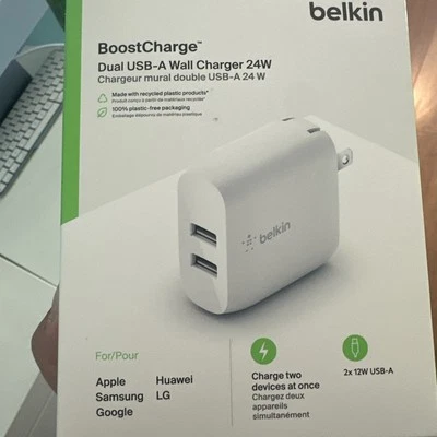 Cargador de Pared Doble USB-A Belkin BOOST LOAD 24W Samsung Apple Google Universal Foto 1 de 2
