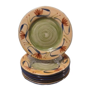 Pier 1 Imports Elizabeth 6 piatti insalata 8" dipinti a mano vintage 2005 floreale - Foto 1 di 14