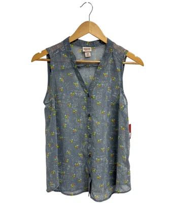 Mossimo Suplly Co. Blusa Mujer Transparente Sin Mangas Gris Cuello en V Talla M/M Foto 1 de 4