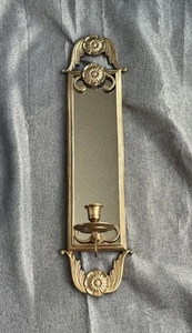 Aplique de pared vintage de flores y alas Art Deco de latón macizo y velas - Imagen 1 de 12