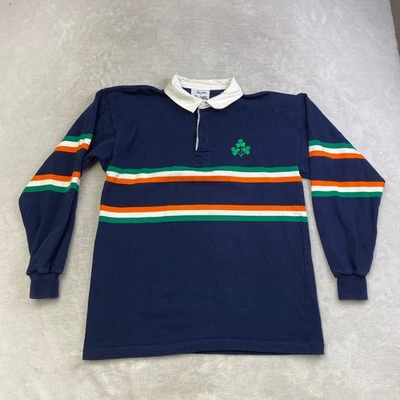 Mens Halbro Rugby Imports Long Sleeve Shirt Navy Green Orange Shamrock Large - image 1 of 4