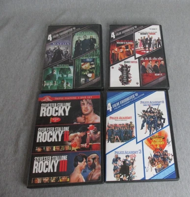 Rocky 1-2-3 Police Academy 1-2-3-4 Matrix 1-2-3-4 Oceans 11-12-13-14  9 DVD Lot - Image 1 of 3