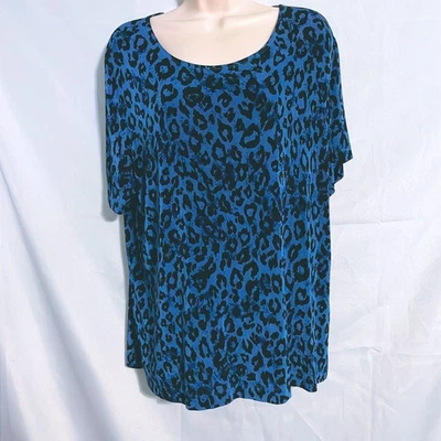 Top Alfred Dunner Grande Azul Estampado Animal Talla M Foto 1 de 3