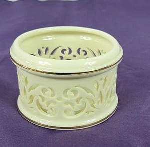 Lennox Illumination Collection Candle Holder Tealight Antique White Gold Trim - Picture 1 of 5