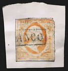 Netherlands Stamp 1852 15C King William Iii Scott # 3 Mi 3 Used On Piece
