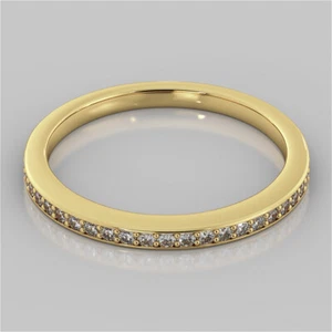 0.16 Ct Round Real Diamond Engagement Eternity Band 18K Yellow Gold Ring Size 5 - Picture 1 of 4