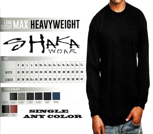 Shaka Wear Mens Max Heavyweight Long Sleeve T-shirt Any Color Basic Plain Tee - Picture 1 of 1