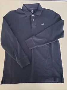 Vineyard Vines boys Medium Blue Long Sleeve Colar Polo Shirt 2 button down whale - Picture 1 of 4