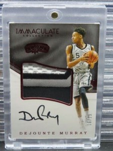 2016-17 Immaculate Dejounte Murray RPA Premium Red Rookie Patch Auto RC #15/25