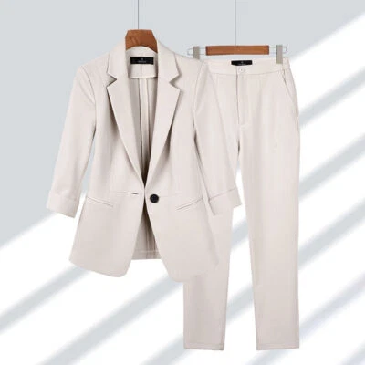 Elegante Conjunto Chaqueta Traje Para Mujer Coreano Chic Blazers Abrigo Pantalones 2 Piezas Traje Foto 1 de 4