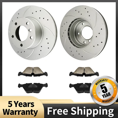 Kit de pastillas de freno de rotores de disco perforados delanteros para BMW 528i 1997-2000 525i 2001-2003 Foto 1 de 4