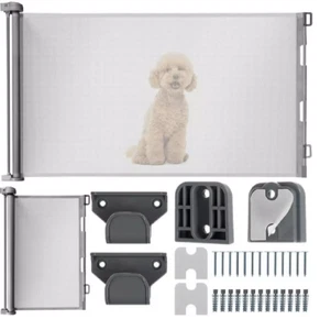Cancelletto Griglia Estensibile a Rullo per Bambini Cani Animali Scale Grigio - Foto 1 di 15