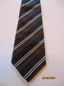 Paul Fredrick Brown Striped Silk Neck Tie - Picture 1 of 2