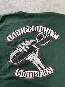 Independent Trucks L BOMBERS LONG SLEEVE Skateboard T Shirt Green Skeleton Hand - Picture 1 of 13