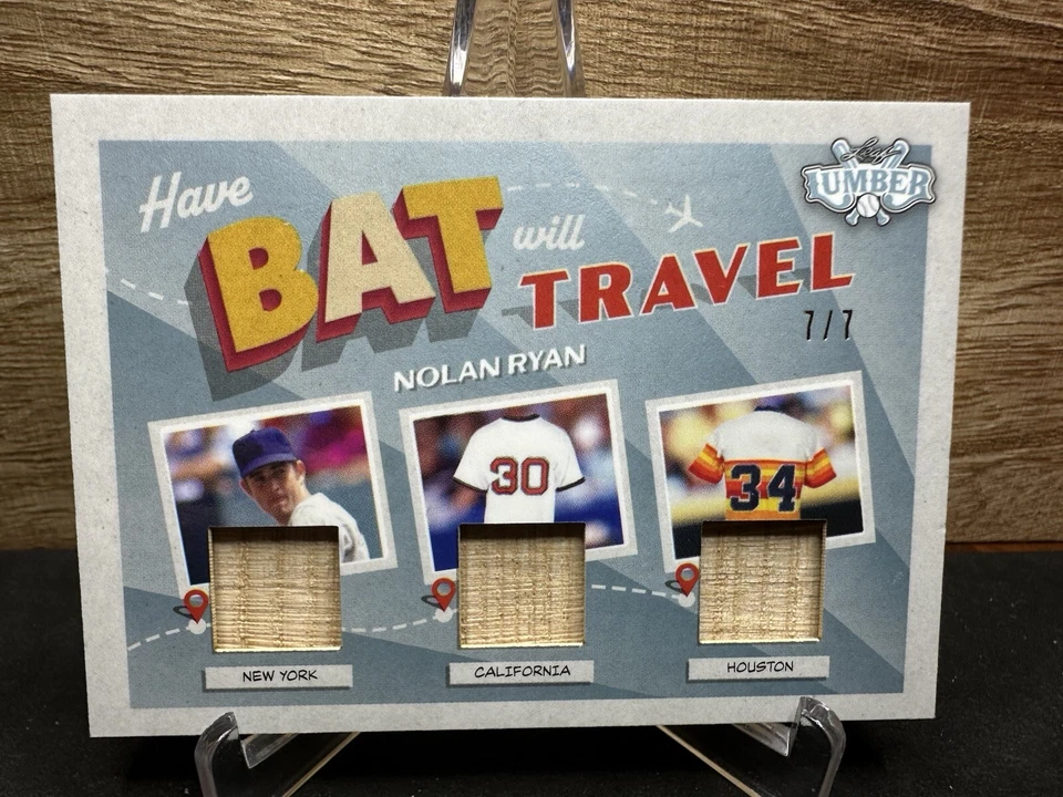 Nolan Ryan 2022 Leaf Lumber Bat Will Travel Game-Used Triple Bat 7/7 EBAY 1/1 - Image 1 of 2