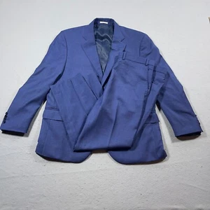 Peter Millar Blazer Suit 2-Piece Men 44R Blue 36x29 Wool Windowpane Check - Picture 1 of 18