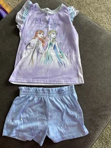 Girls Frozen II Elsa Anna Believe In Yourself Size 8 Pajama Set - Shorts And Tee - Picture 1 of 5