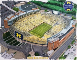 BIG 10 SPORTS PLAYER PRINT of Michigan Stadium "The Big House" by Michael Brown - Picture 1 of 1
