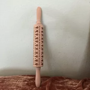 NEW: World Market Wood Christmas Tree Designs Embossing Rolling Pin Engraved - Picture 1 of 8