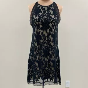 Chelsea & Violet high neck sleeveless Black Lace Overlay Illusion Cocktail Dress - Picture 1 of 7