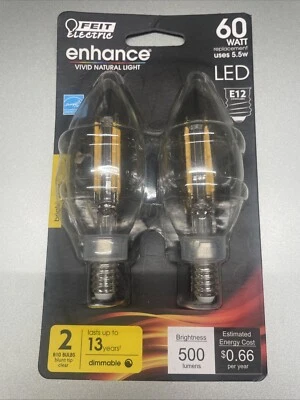 FEIT ELEC ENHANCE VIVID NATURAL LIGHT 60W BRIGHT WHITE 3000K PACK OF 2 B10 BULB  - Image 1 of 3