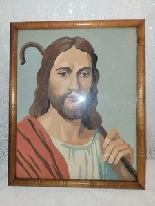 Vintage fertiges "Malen nach Zahlen" religiös 8 x 10 Hirte Jesus Portrait - Bild 1 von 6