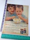 Vintage Print Ad - Quick Quaker Oats mother & son photo banana slices 1962 60's