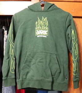 Vans Green Neon Flames Hoodie Pullover Youth Small YS - Picture 1 of 6