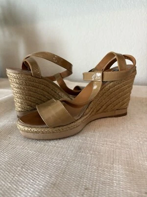 Lanvin Paris Espadrilles Size 8.5 EU 39 Tan Leather Strappy Heeled Sandals  - Image 1 of 4
