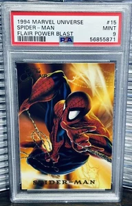 1994 Flair Marvel Universe Annual Power Blast SPIDER-MAN #15 PSA 9 COME NUOVO LOW POP - Foto 1 di 2