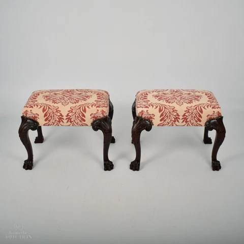 Pair of 19th Century Georgian Mahogany Footstools Cover