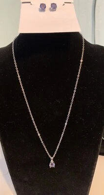 Amethyst earrings and necklace in silver tone EFFY - Image 1 of 4