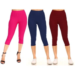 Mujer Denim Looks Elástico Capri Largo Leggings Pantalones Cortos Leggings - Imagen 1 de 25