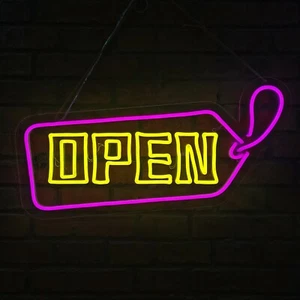 20"x12" LED Neon Open Sign Light for Store w/ ON & Off Switch Acrylic Background - Picture 1 of 10
