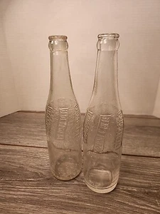 2 VINTAGE 1940s PEPSI COLA POP SODA BOTTLE EMBOSSED TEXTURE SWIRL WEAVE  - Picture 1 of 10