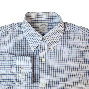 Brooks Brothers Regent Dress Shirt Mens 16.5 2/3 Blue White Cotton Non Iron - Picture 1 of 8