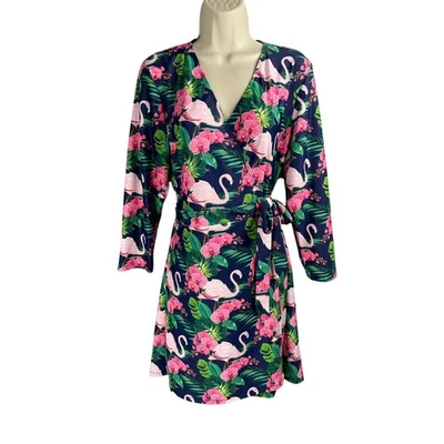 Tipsy русалка платье женщин средний темно-синий розовый фламинго цветочный надежном UPF 50 + - Изображение 1 из 4