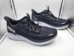 Size 9.5B  Hoka One One Clifton 8 Black White Women’s - Picture 1 of 6