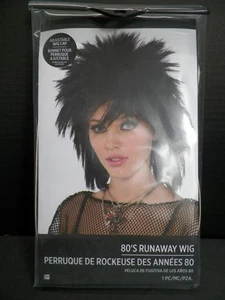 80's Runaway Wig Short Black Spikes Rock Star Halloween Spikey - Picture 1 of 2