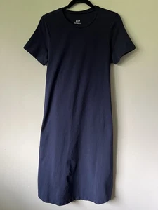 Gap Maternity Navy Short Sleeve Tie-Back Tee Shirt Dress Sz M Career Minimalist - Picture 1 of 7