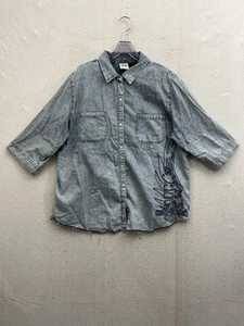 Harley Davidson Bluse Damen 2XL blau Chambray Perlen Druckknopf bestickt - Bild 1 von 9