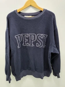 Pepsi Sweatshirt Mens L Blue Vintage Embroidered Patch Logo Cola 90s - Picture 1 of 11