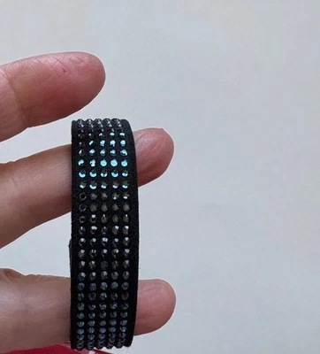 Pulseira de cristal Swarovski envoltório azul cobalto faixa falsa acoplada encaixe 8" ajustável - Imagem 1 de 4