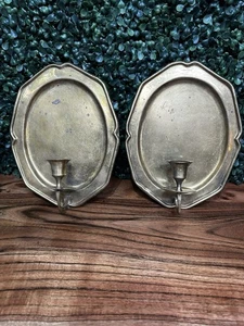 MCM BRASS CURVED WALL SCONCES PAIR STICK CANDLE HOLDERS INDIA - Picture 1 of 4