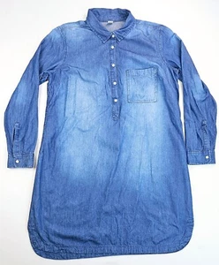Old Navy Size Large Women's Blue Denim Long Sleeve Cotton Pocket Shirt Dress - Picture 1 of 9